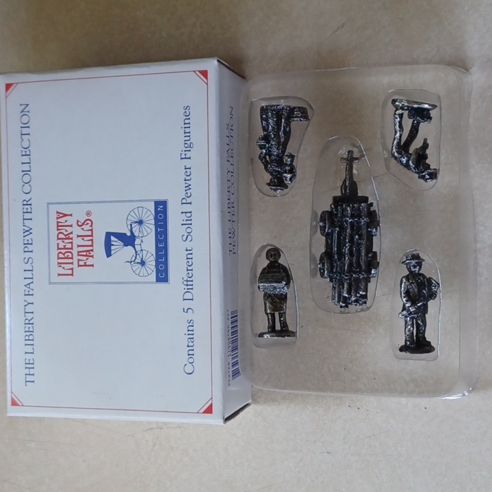 5 Piece Liberty Falls Pewter Collection Miniature Solid Pewter Figurines AH109